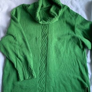Coldwater Creek knit sweater, cowell neckline, size 3X, bright green